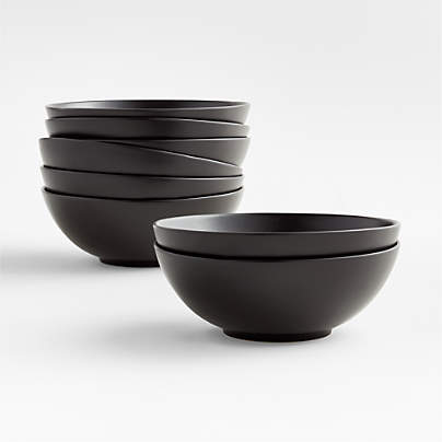 Craft Matte Black Stoneware Cereal Bowls, Set of 8