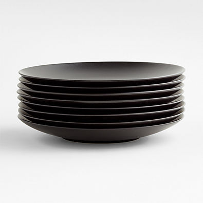 View Craft Matte Black Stoneware Coupe Dinner Plates, Set of 8 details