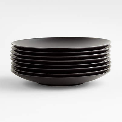 Craft Matte Black Stoneware Coupe Dinner Plates, Set of 8