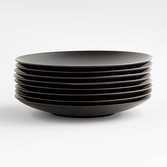 Craft Matte Black Stoneware Coupe Dinner Plates, Set of 8