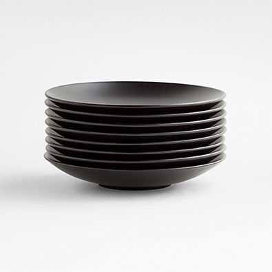 View Craft Matte Black Stoneware Coupe Salad Plates, Set of 8 details