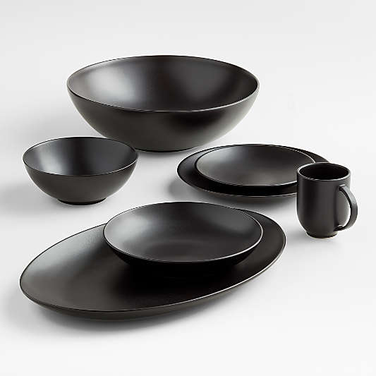 Craft Matte Black Stoneware Large Oval Platter