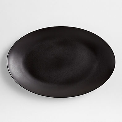 View Craft Matte Black Stoneware Large Oval Platter details