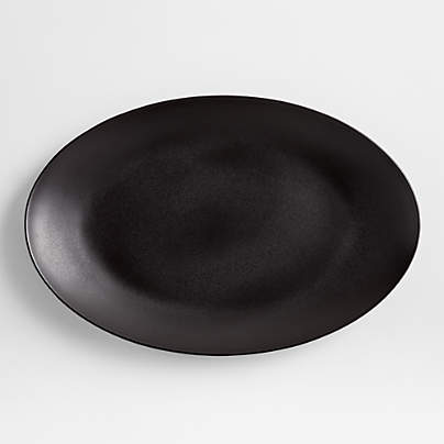 Craft Matte Black Stoneware Large Oval Platter