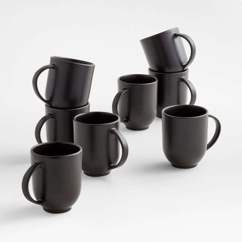 Crisp Modern Matte Black Coffee Mug Set of 8 + Reviews