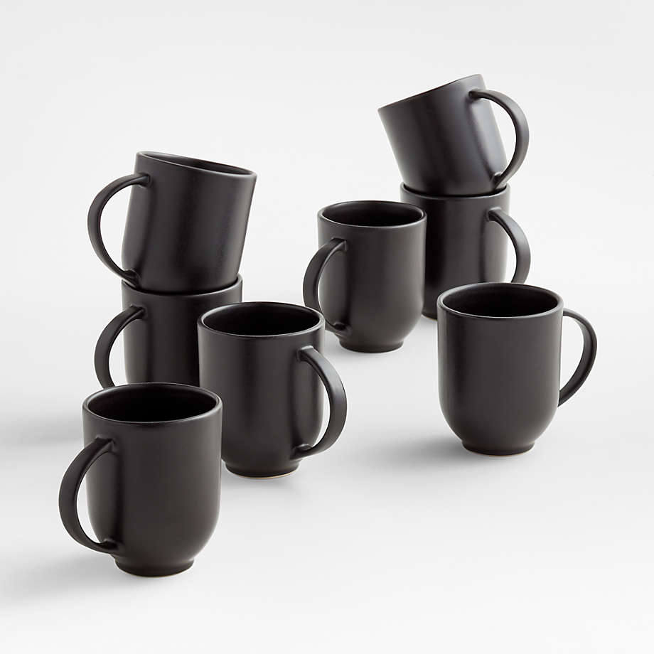 Craft Matte Black Stoneware Mugs, Set of 8 + Reviews Crate & Barrel