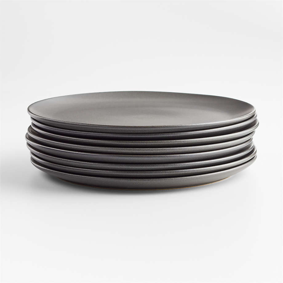 Craft Charcoal Grey Stoneware Dinner Plates, Set of 8