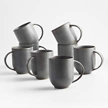 Craft Charcoal Grey Mugs, Set of 8 + Reviews | Crate & Barrel