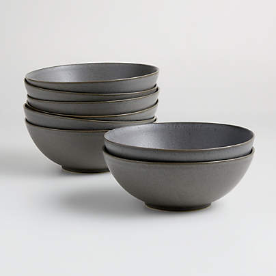 Craft 8" Charcoal Grey Bowls, Set of 8