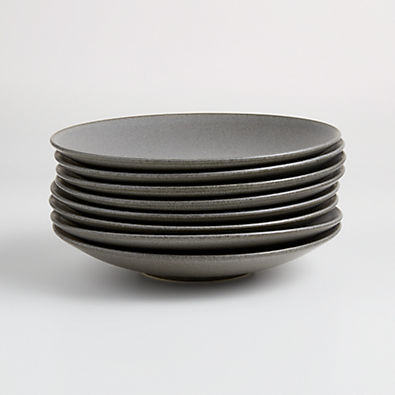 View Craft Charcoal Grey Stoneware Coupe Salad Plates, Set of 8 details