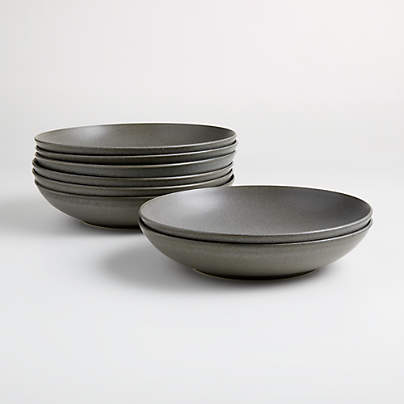 Craft 10" Charcoal Grey Low Bowls, Set of 8