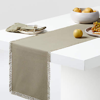 Craft 90-Inch Fringed Cotton Moss Green Table Runner + Reviews