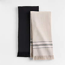 Craft Ink Black Organic Cotton Dish Towels, Set of 2 | Crate & Barrel