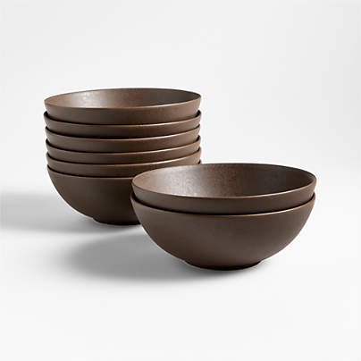 Craft Espresso Stoneware Cereal Bowls, Set of 8
