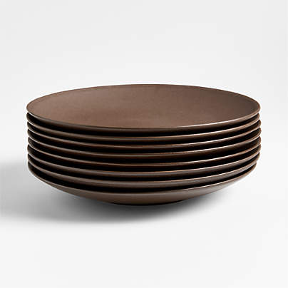 Craft Espresso Stoneware Coupe Dinner Plates, Set of 8