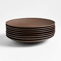 Craft Espresso Stoneware Coupe Dinner Plates, Set of 8 + Reviews | Crate & Barrel