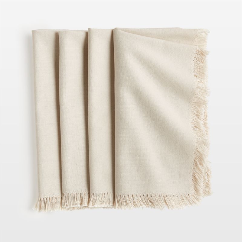 Craft Birch Beige Cotton Fringe Napkins, Set of 4