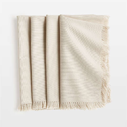 Craft Birch Beige Cotton Fringe Napkins, Set of 4