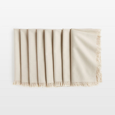 View Craft Birch Beige Organic Cotton Fringe Napkins, Set of 8 details