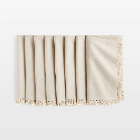 Craft Birch Beige Organic Cotton Fringe Napkins, Set of 8