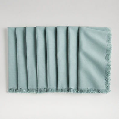 View Craft Quiet Blue Cotton Fringe Napkins, Set of 8 details