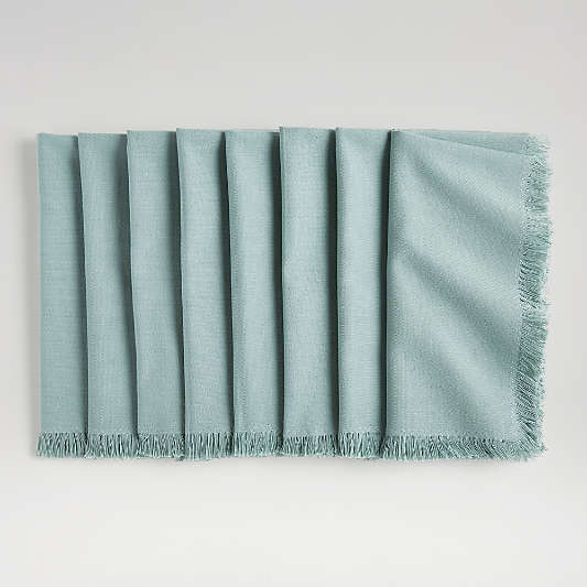 Craft Quiet Blue Cotton Fringe Napkins, Set of 8