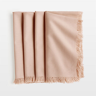 View Craft Blush Organic Cotton Fringe Napkins, Set of 4 details