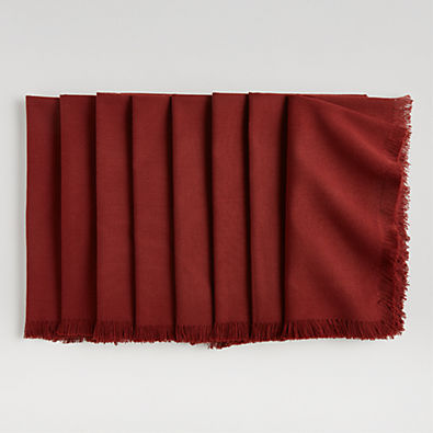 View Craft Plum Red Cotton Fringe Napkins, Set of 8 details