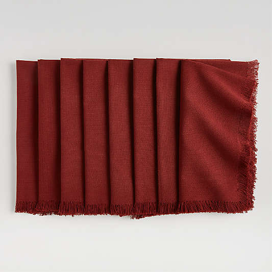 Craft Plum Red Cotton Fringe Napkins, Set of 8