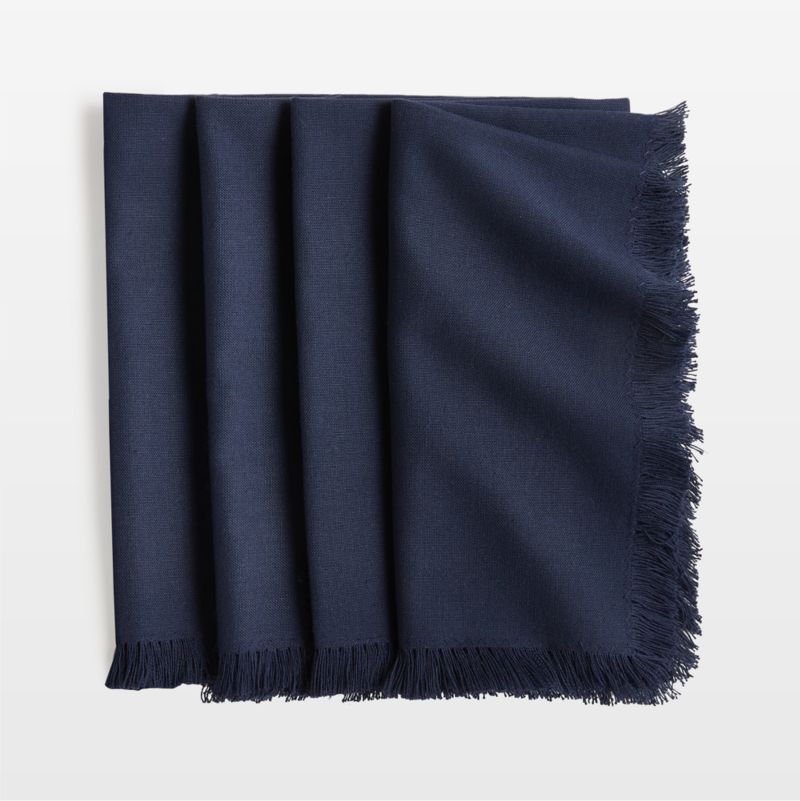 Craft Deep Indigo Organic Cotton Fringe Napkins, Set of 4