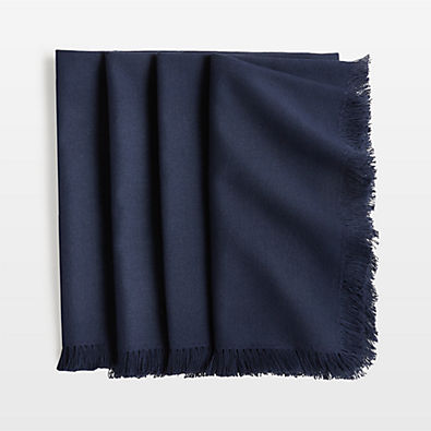 View Craft Deep Indigo Organic Cotton Fringe Napkins, Set of 4 details