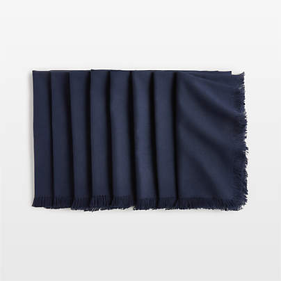 Craft Deep Indigo Organic Cotton Fringe Napkins, Set of 8