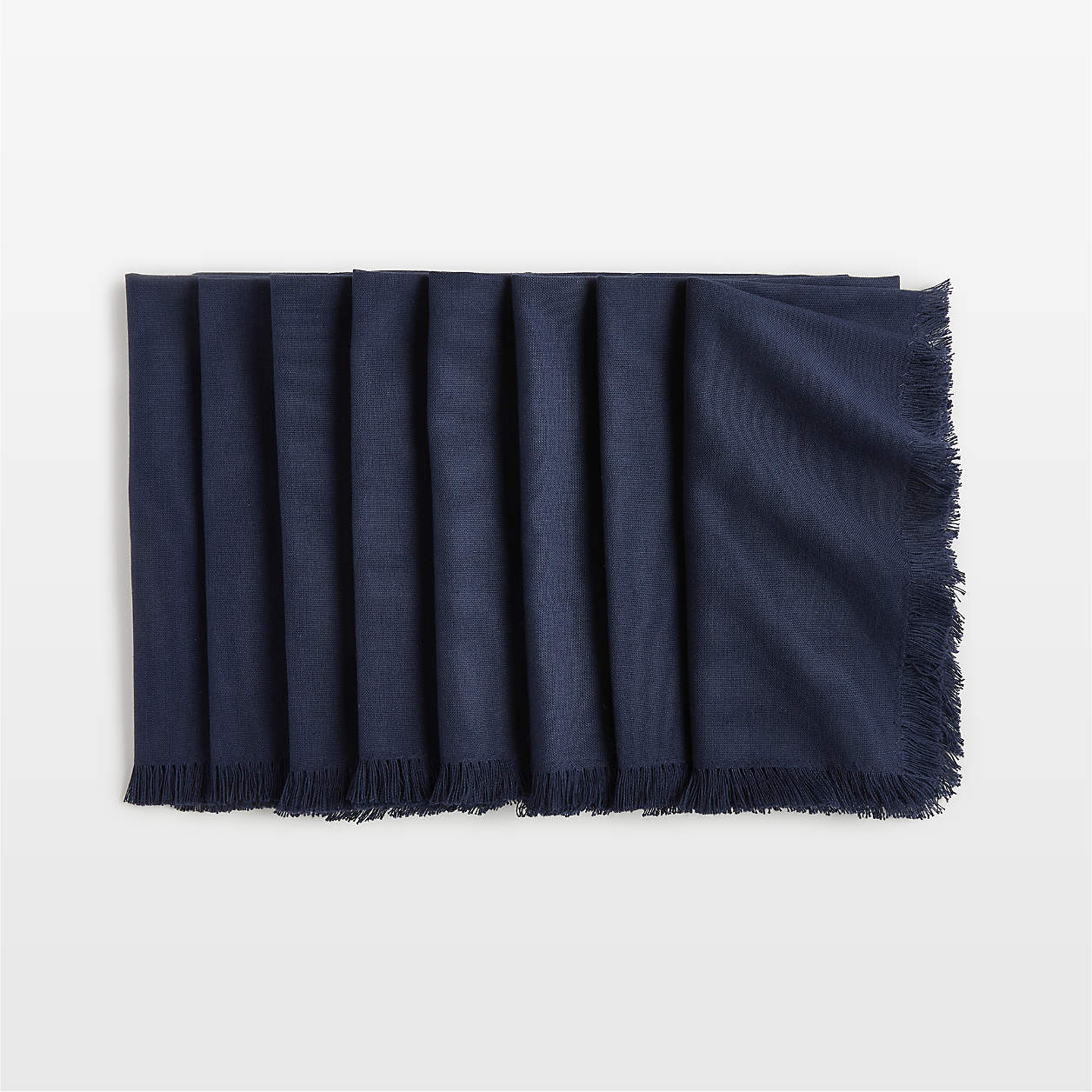 Craft Deep Indigo Organic Cotton Fringe Napkins, Set of 8