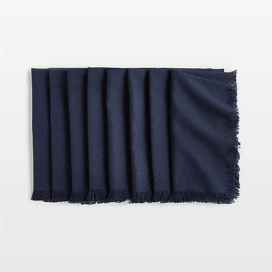 Craft Deep Indigo Cotton Fringe Napkins, Set of 8