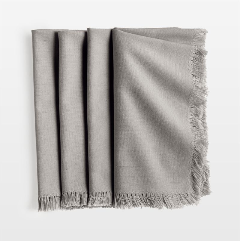 Craft Light Grey Organic Cotton Fringe Napkins, Set of 4 - image 0 of 5