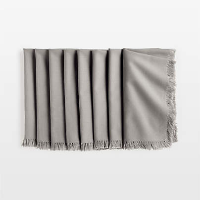 Craft Light Grey Organic Cotton Fringe Napkins, Set of 8