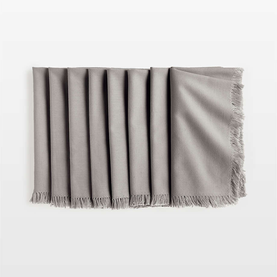 Craft Light Grey Organic Cotton Fringe Napkin + Reviews | Crate & Barrel