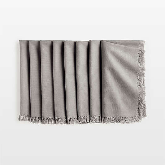 Craft Light Grey Organic Cotton Fringe Napkins, Set of 8