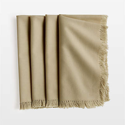 Craft Sage Green Organic Cotton Fringe Napkins, Set of 4