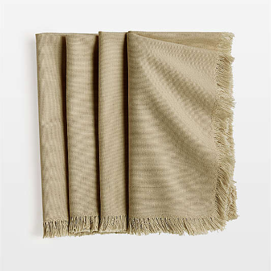 Craft Sage Green Organic Cotton Fringe Napkins, Set of 4