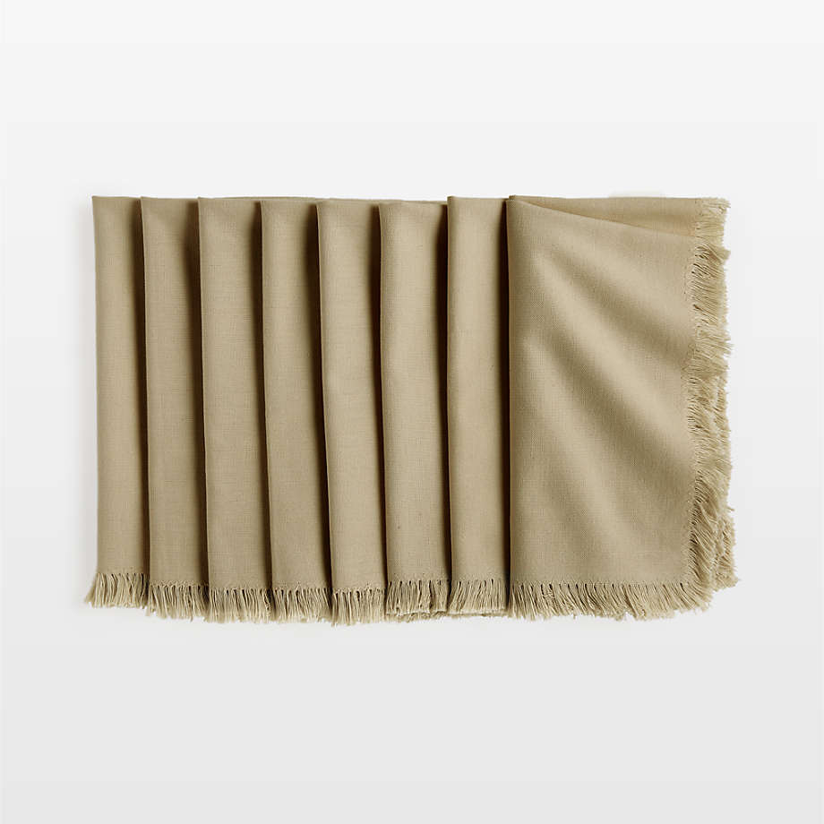 Craft Birch Beige Organic Cotton Fringe Napkins, Set of 8 + Reviews | Crate & Barrel