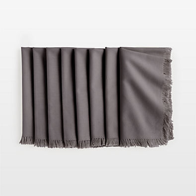 View Craft Storm Grey Organic Cotton Fringe Napkins, Set of 8 details