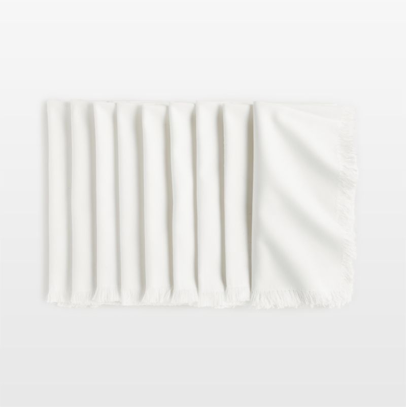 Craft Crisp White Cotton Fringe Napkins, Set of 8