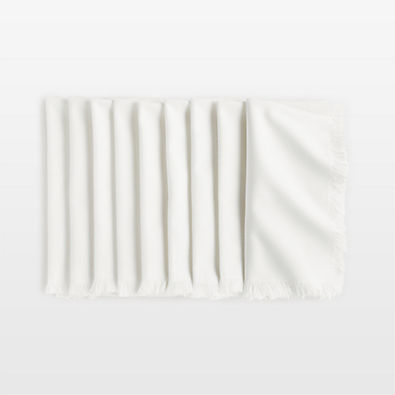 View Craft Crisp White Organic Cotton Fringe Napkins, Set of 8 details