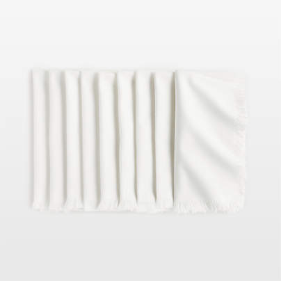 Craft Crisp White Organic Cotton Fringe Napkins, Set of 8