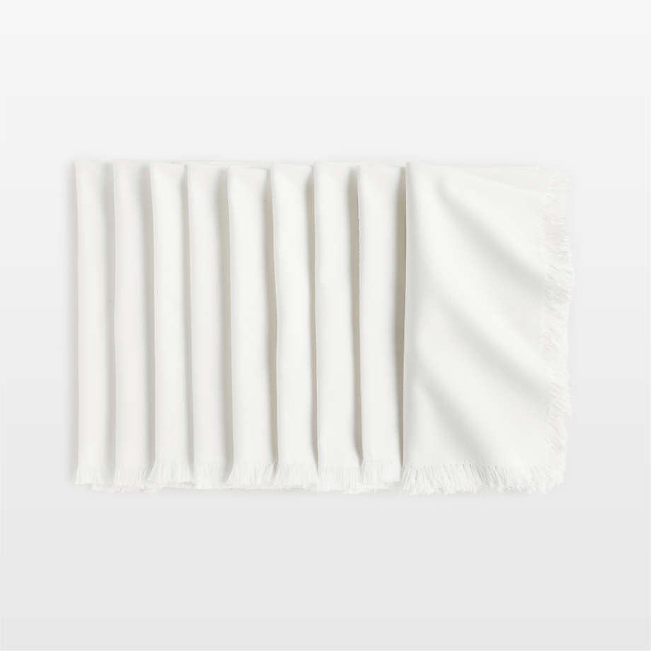 Craft Crisp White Organic Cotton Fringe Napkins, Set of 8 + Reviews | Crate & Barrel