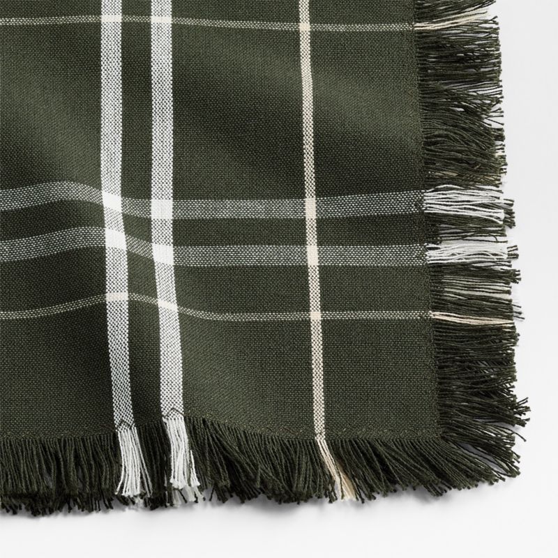 Craft Green Plaid Organic Cotton Fringe Dinner Napkin - image 5 of 8