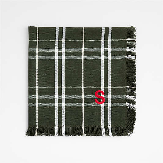 Craft Green Plaid Organic Cotton Fringe Dinner Napkin