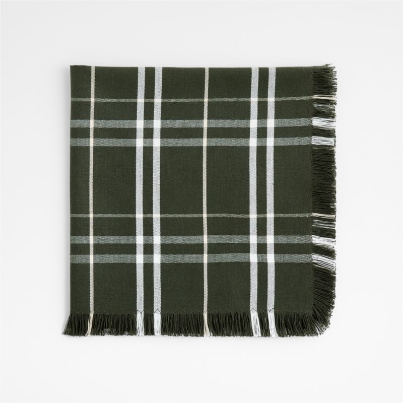 Craft Green Plaid Organic Cotton Fringe Dinner Napkin - image 4 of 8