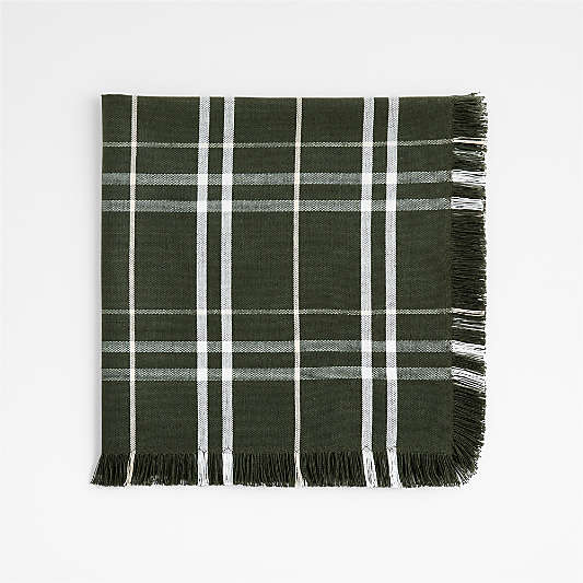 Craft Green Plaid Organic Cotton Fringe Dinner Napkin